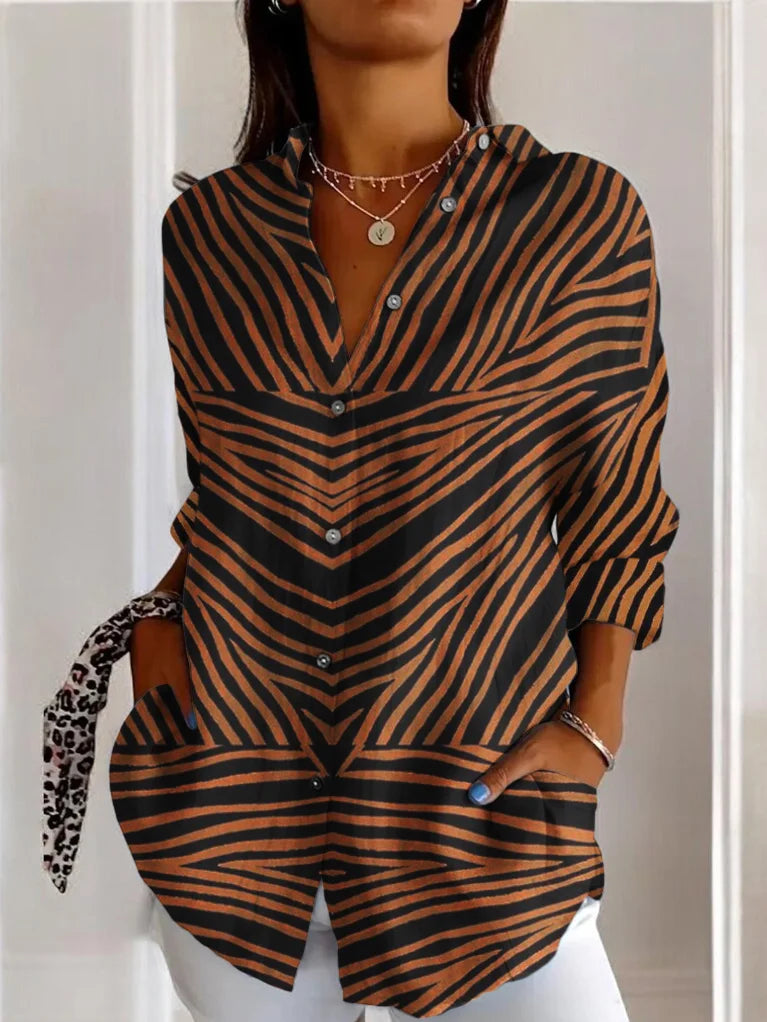Long Sleeve Shirt Collar Geometric Casual Regular Shirt