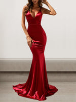 Sexy Sleeveless V Neck Plain Tight Maxi Dress