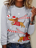 Casual Long Sleeve Crew Neck Ethnic Loose Regular T-Shirt