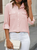 Casual Short Sleeve Shirt Collar Plain Embroidery Loose Regular Shirt