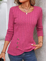 Long Sleeve Crew Neck Plain Casual Regular T-Shirt