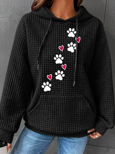 Simple Long Sleeve Hoodie Dog Loose Regular Hoodie