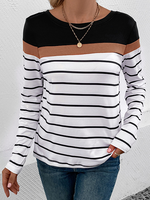 Casual Long Sleeve Crew Neck Geometric Loose Regular Blouse