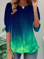 Casual Long Sleeve Crew Neck Abstract Loose Regular T-Shirt