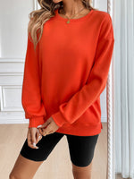 Loose Long Sleeve Crew Neck Plain Zipper Casual Regular Sweatshirt