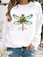 Casual Long Sleeve Crew Neck Text Letters Loose Regular Sweatshirt