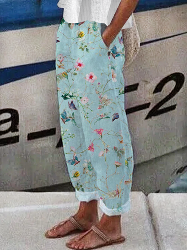 Casual Floral Loose Long Pants