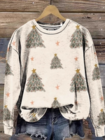 Loose Long Sleeve Crew Neck Christmas Casual Regular Sweatshirt