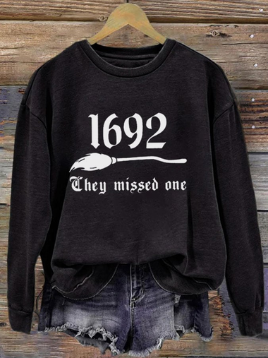 Loose Long Sleeve Crew Neck Text Letters Casual Regular Sweatshirt