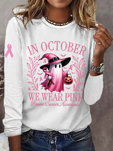 Casual Long Sleeve Crew Neck Halloween Loose Regular Blouse