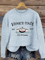 Casual Long Sleeve Crew Neck Geometric Loose Regular Sweatshirt