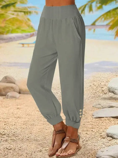 Casual Plain Loose Ankle Pants
