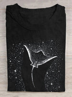 Loose Short Sleeve Crew Neck Marine Life Casual Regular T-Shirt