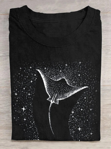 Loose Short Sleeve Crew Neck Marine Life Casual Regular T-Shirt