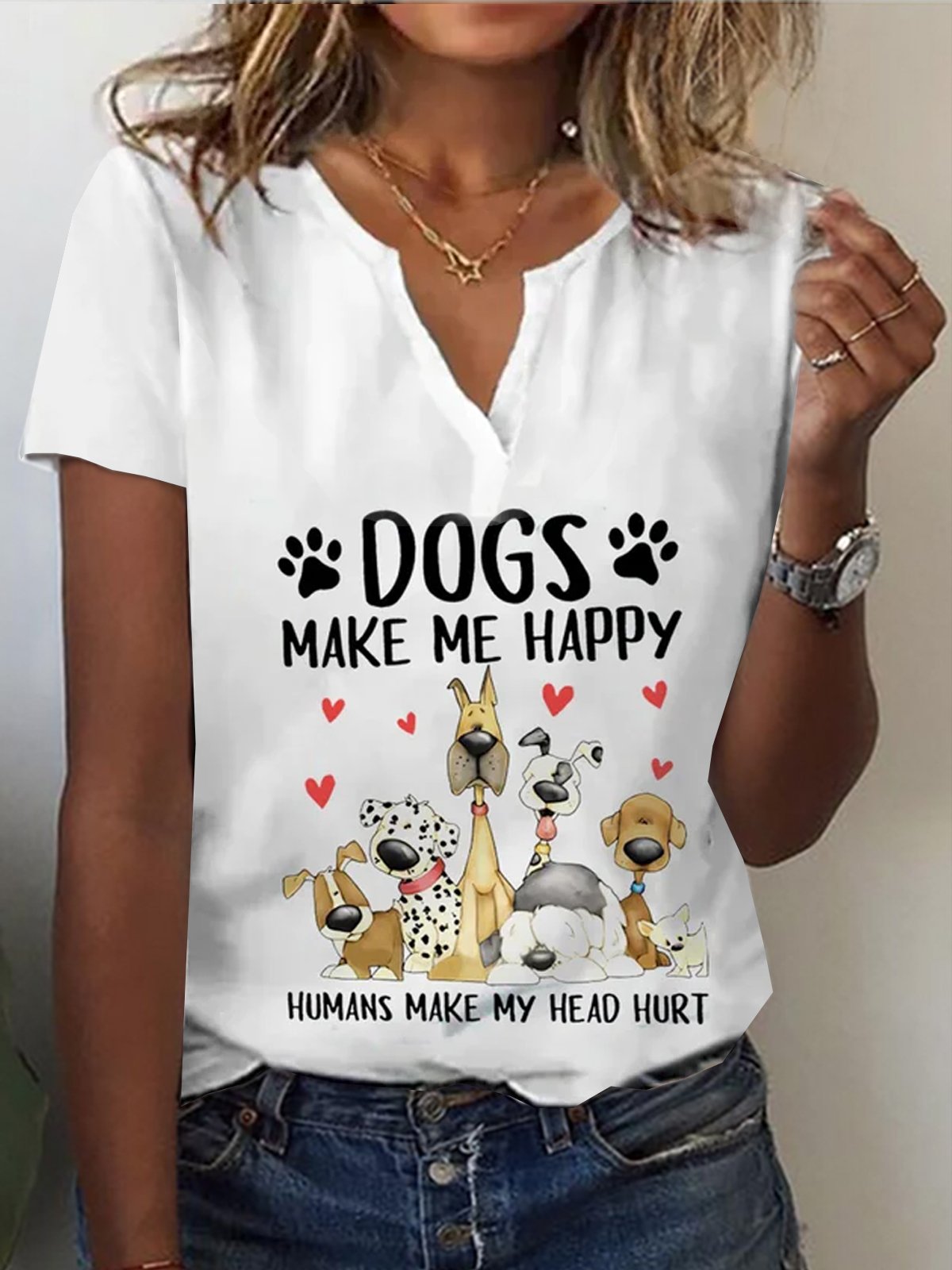 Loose Short Sleeve Animal Casual Regular Blouse