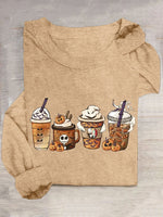 Loose Long Sleeve Crew Neck Halloween Casual Regular T-Shirt