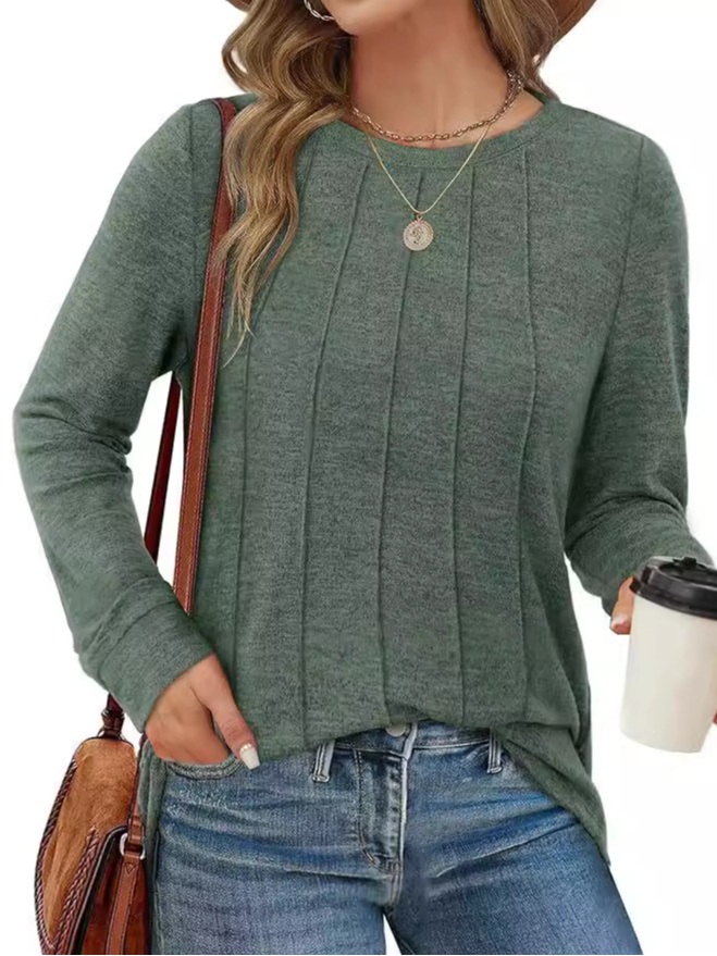 Casual Long Sleeve Asymmetrical Plain Loose Regular T-Shirt