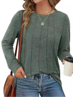 Casual Long Sleeve Asymmetrical Plain Loose Regular T-Shirt