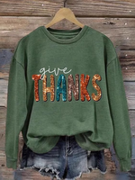 Casual Long Sleeve Crew Neck Letter Pattern Loose Regular Sweatshirt