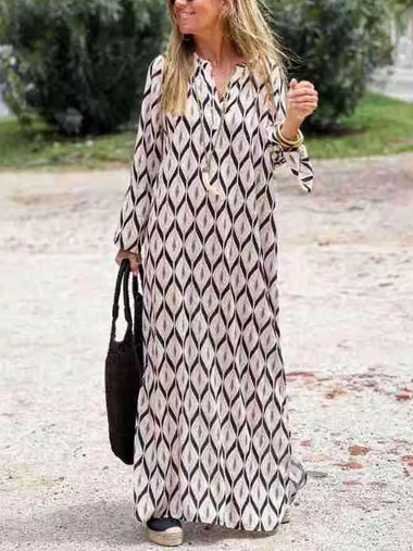 Casual Long Sleeve Hoodie Striped Maxi Dress