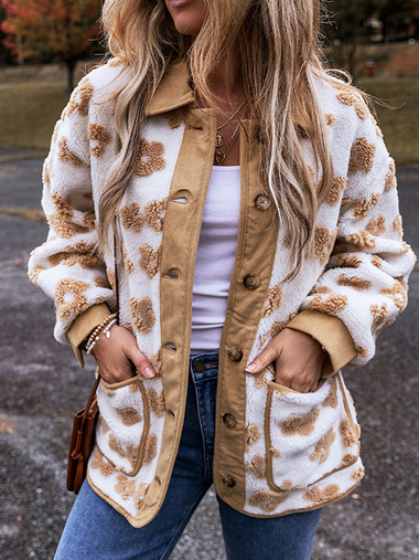 Loose Shawl Collar Long Sleeve Floral Casual Regular Jacket