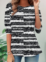 Casual Long Sleeve Crew Neck Geometric Loose Regular T-Shirt