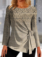 Long Sleeve Crew Neck Ethnic Casual Regular T-Shirt