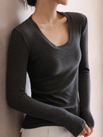 Casual Long Sleeve Crew Neck Plain Regular T-Shirt
