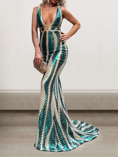Sexy Sleeveless V Neck Plain Tight Maxi Dress
