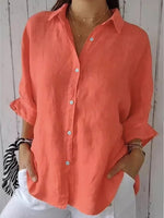 Loose Half Sleeve Shirt Collar Plain Casual Regular Shirt