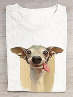 Loose Short Sleeve Crew Neck Dog Casual Regular T-Shirt