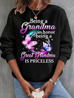 Casual Long Sleeve Crew Neck Text Letters Loose Regular Sweatshirt