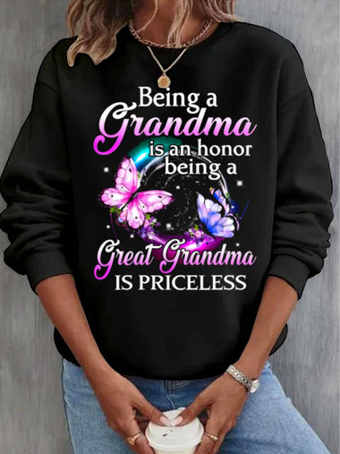 Casual Long Sleeve Crew Neck Text Letters Loose Regular Sweatshirt