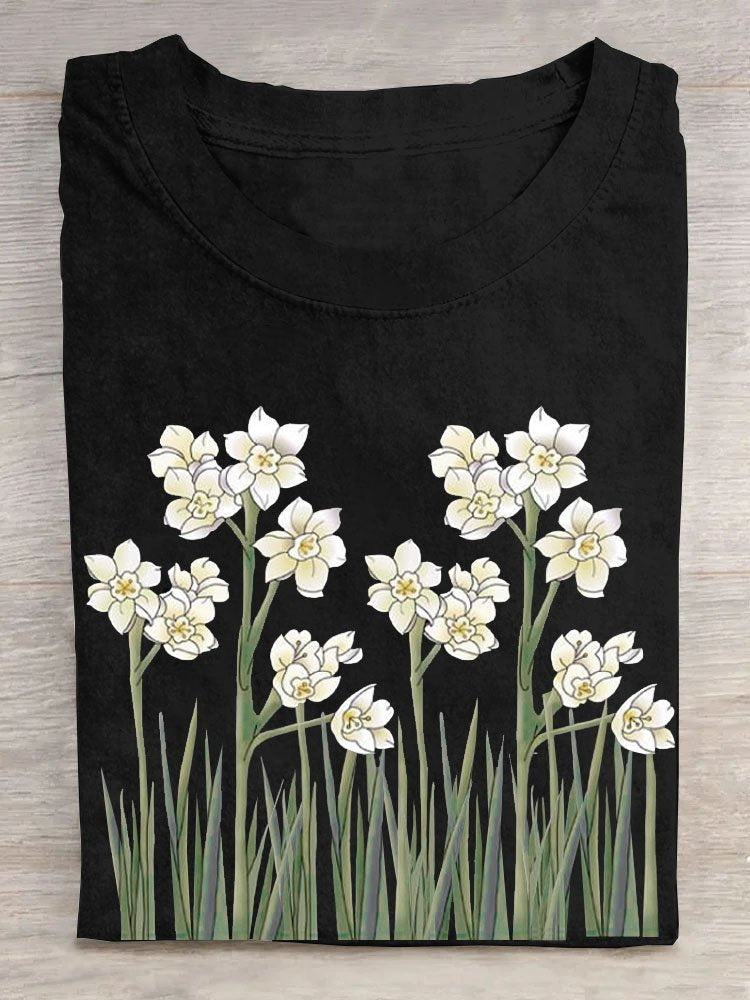 Casual Short Sleeve Crew Neck Floral Loose Regular T-Shirt