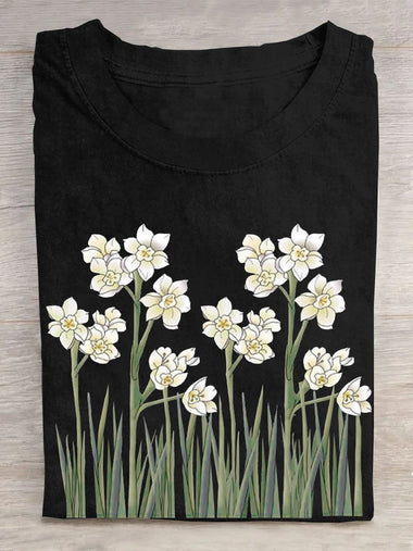 Casual Short Sleeve Crew Neck Floral Loose Regular T-Shirt