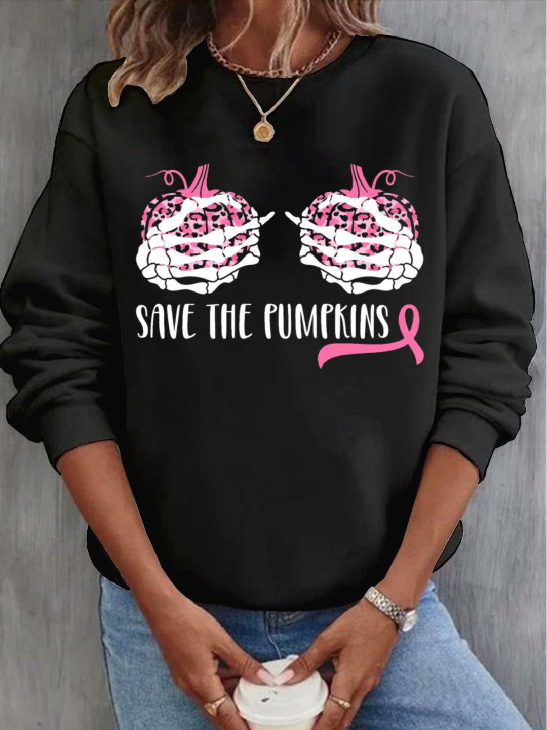 Casual Long Sleeve Crew Neck Letter Pattern Loose Regular Sweatshirt