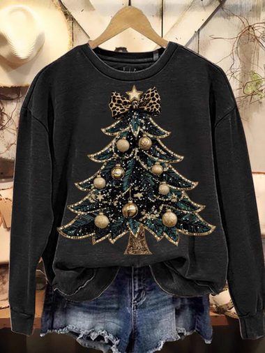 Casual Long Sleeve Crew Neck Christmas Loose Regular Sweatshirt
