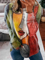 Casual Long Sleeve Hoodie Face Zipper Loose Regular Sweatshirt