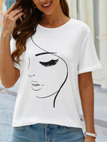 Loose Short Sleeve Crew Neck Figure Casual Regular T-Shirt