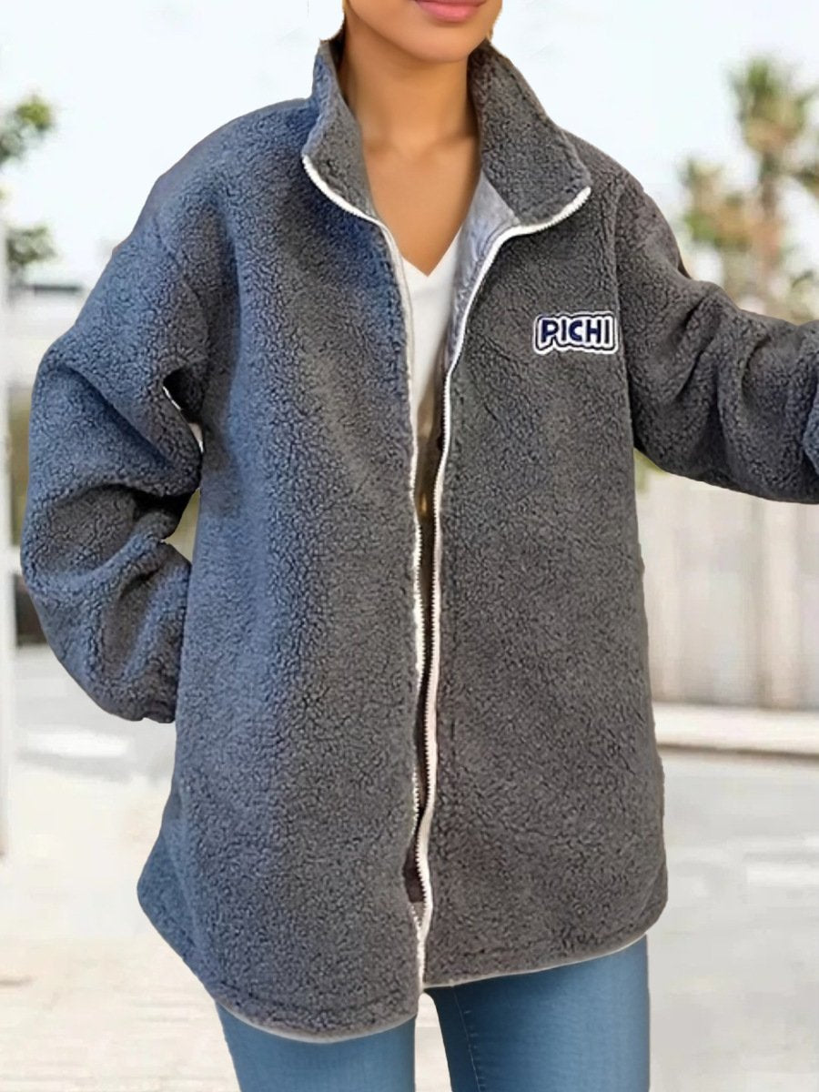 Casual Long Sleeve Cat Loose Regular Jacket