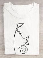 Casual Short Sleeve Crew Neck Abstract Loose Regular T-Shirt
