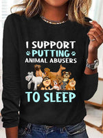 Casual Long Sleeve Crew Neck Cartoon Loose Regular Blouse