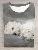 Loose Short Sleeve Crew Neck Dog Casual Regular T-Shirt