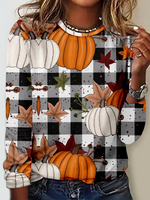 Casual Long Sleeve Crew Neck Floral Halloween Loose Regular T-Shirt