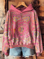 Casual Long Sleeve Hoodie Ethnic Floral Loose Regular Sweatshirt