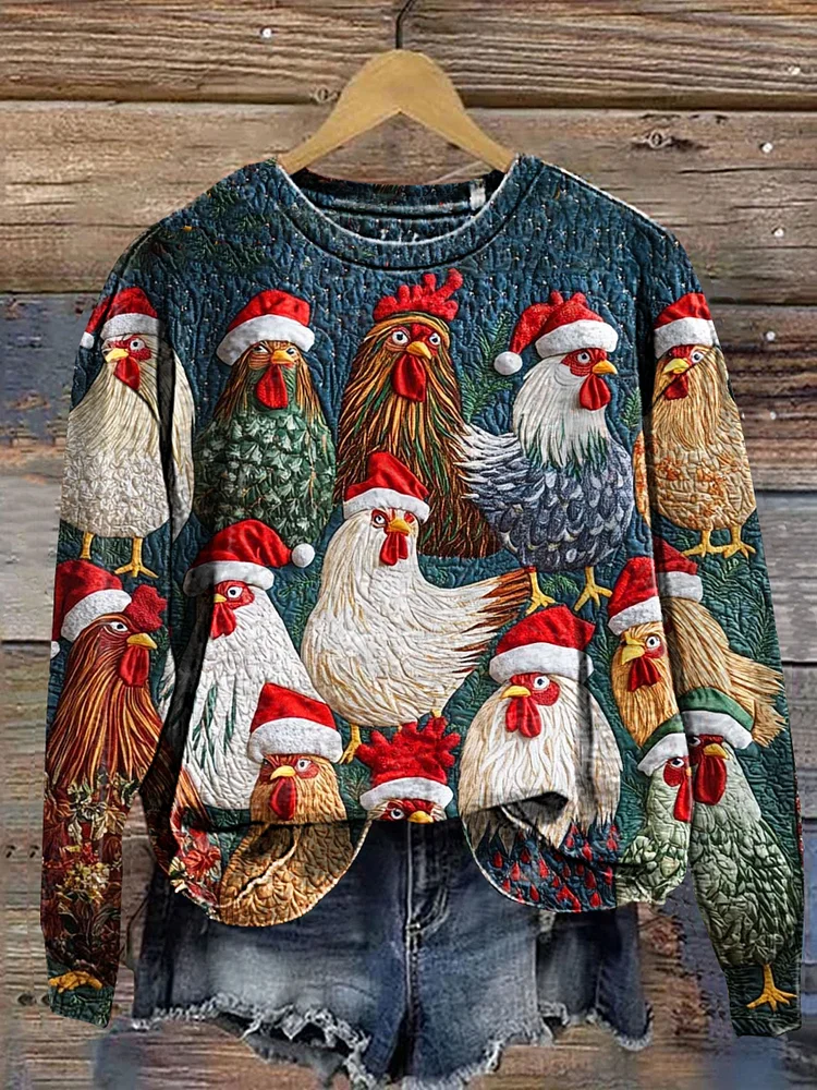 Casual Long Sleeve Crew Neck Turkey Loose Regular Sweatshirt