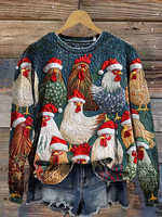 Casual Long Sleeve Crew Neck Turkey Loose Regular Sweatshirt