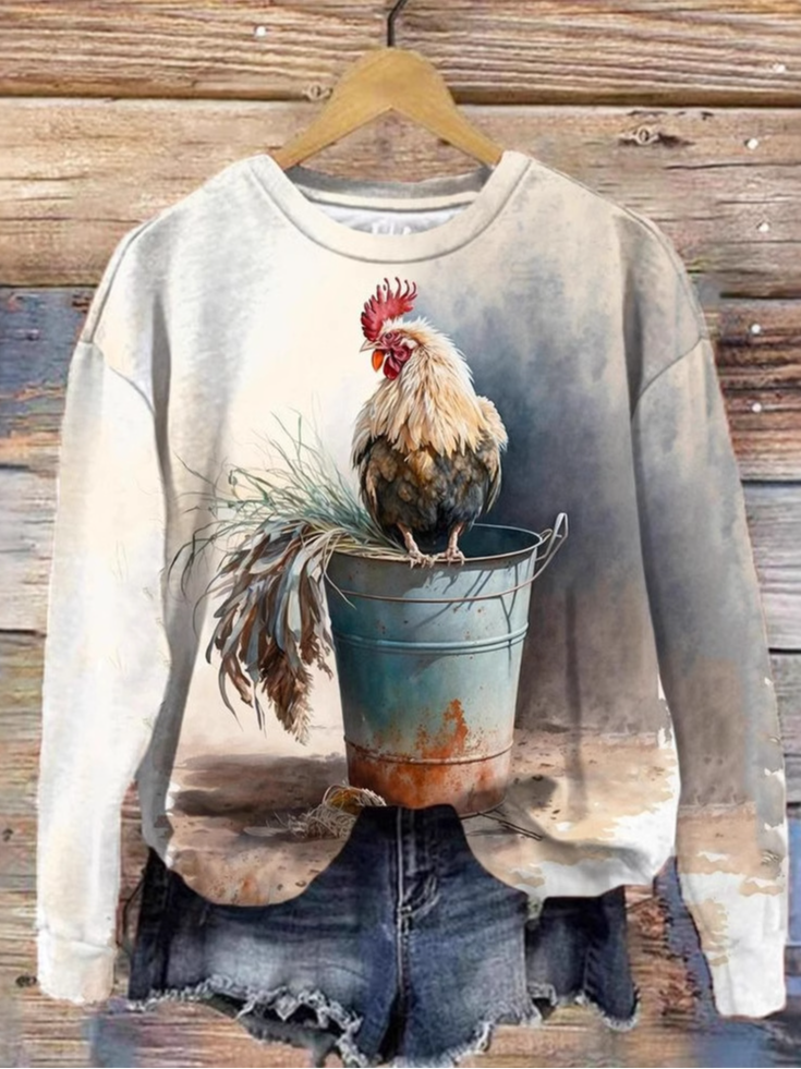 Casual Long Sleeve Crew Neck Animal Loose Regular Sweatshirt