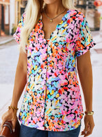 Casual Short Sleeve Shirt Collar Floral Loose Regular Shirt