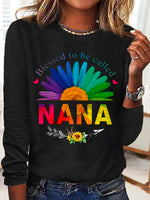 Loose Long Sleeve Crew Neck Letter Pattern Casual Regular T-Shirt
